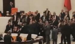 Turkish MP hospitalised after parliament descends into brawl during budget debate