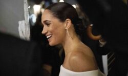 Meghan Markle stuns fans in ‘drop dead gorgeous’ white dress to accept award with Harry