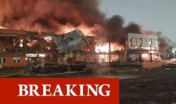 Moscow Fire: Explosions heard as huge blaze causes roof to collapse