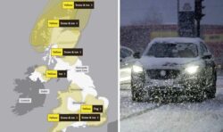 Snow to blanket UK today as Met Office ice and freezing fog weather warnings cover nation