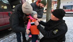 Six-year-old Zlata is fitted with bulletproof vest as Russia continues to shell Kharkiv