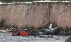 Teen dies after two cars plunge into icy water after crashing on treacherous road