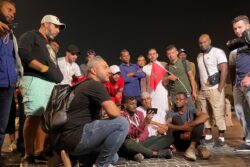 Riot police deployed outside stadium for Morocco v Spain game