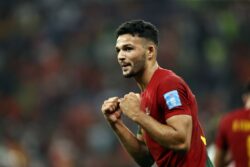 World Cup hat-trick hero Goncalo Ramos reacts after taking Cristiano Ronaldo’s place in Portugal team