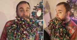 Man breaks beard bauble record by wearing 710 Christmas ornaments