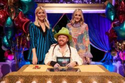 Holly Willoughby falls down stairs in front of live studio audience on final special episode of Celebrity Juice