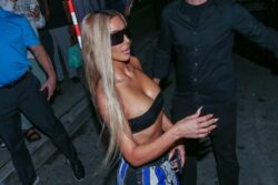 No winter chill in Miami as Kim Kardashian steps out in positively tiny boob tube