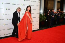 George Clooney is the most doting husband as he helps wife Amal show off gorgeous dress at Kennedy Center Honors