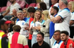 Jack Grealish’s girlfriend Sasha Attwood all smiles while Harry Kane’s wife lead WAGs cheering on England squad