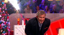 The Last Leg host Adam Hills lights flare from his bum after losing World Cup bet