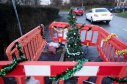 Pranksters put up Christmas tree after pothole isn’t fixed for months