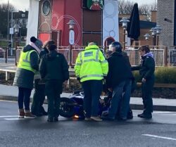 Paramedics break strike to rush to help motorcyclist who flipped off his bike