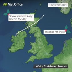 ‘Unsettled’ weather due December 25 with just one region promised a white Christmas