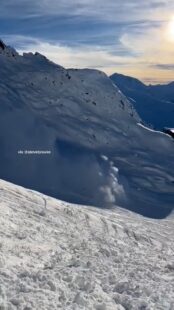 Moment huge avalanche buries skiers with all miraculously found alive