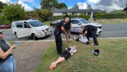 Boys, 13 and 14, handcuffed on the ground after ‘taking stolen car for joyride’