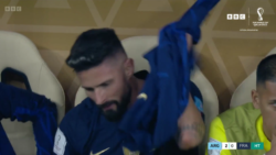 Olivier Giroud throws strop after being subbed in first half of World Cup final