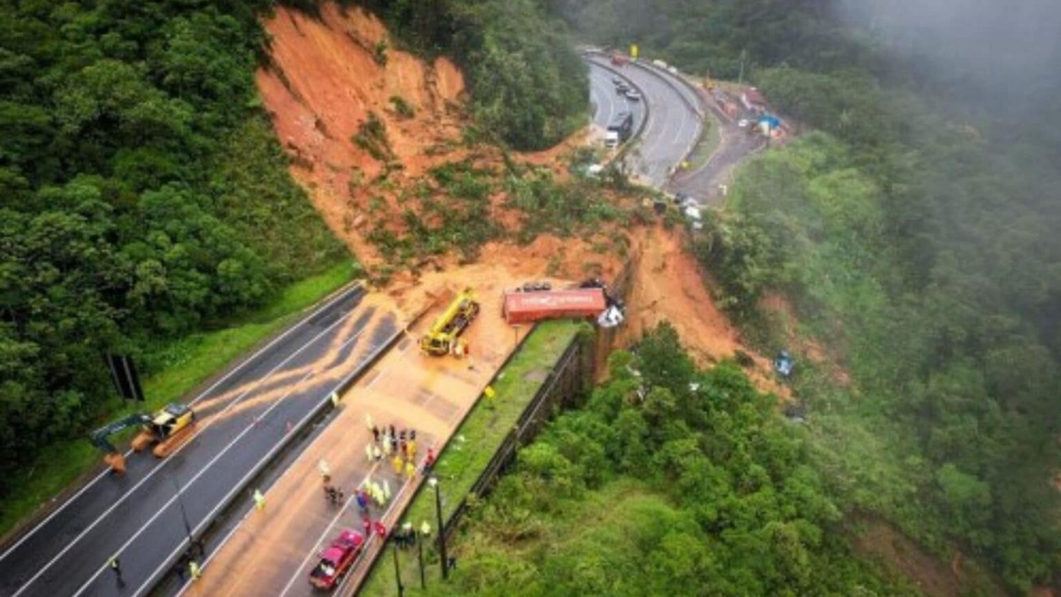Deadly landslide sweeps section of motorway in Brazil