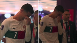 Cristiano Ronaldo heads straight down the tunnel in tears after Portugal’s World Cup exit