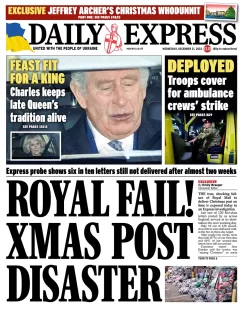 Daily Express – Royal fail! Xmas post disaster 