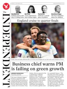 The Independent – Business chief warns PM is failing on green growth 