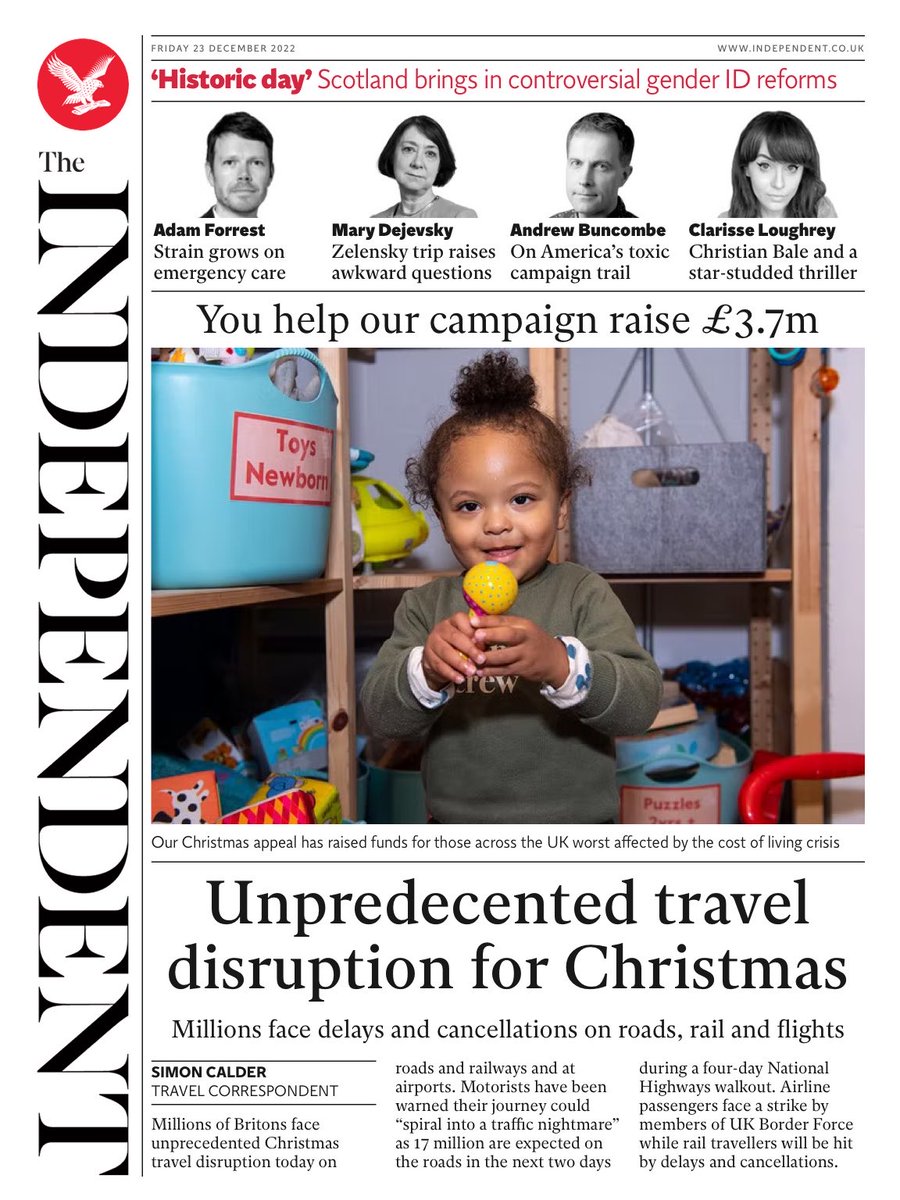 The Independent - Unprecedented travel disruption for Christmas