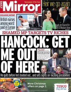 Daily Mirror – Hancock: get me out of here 