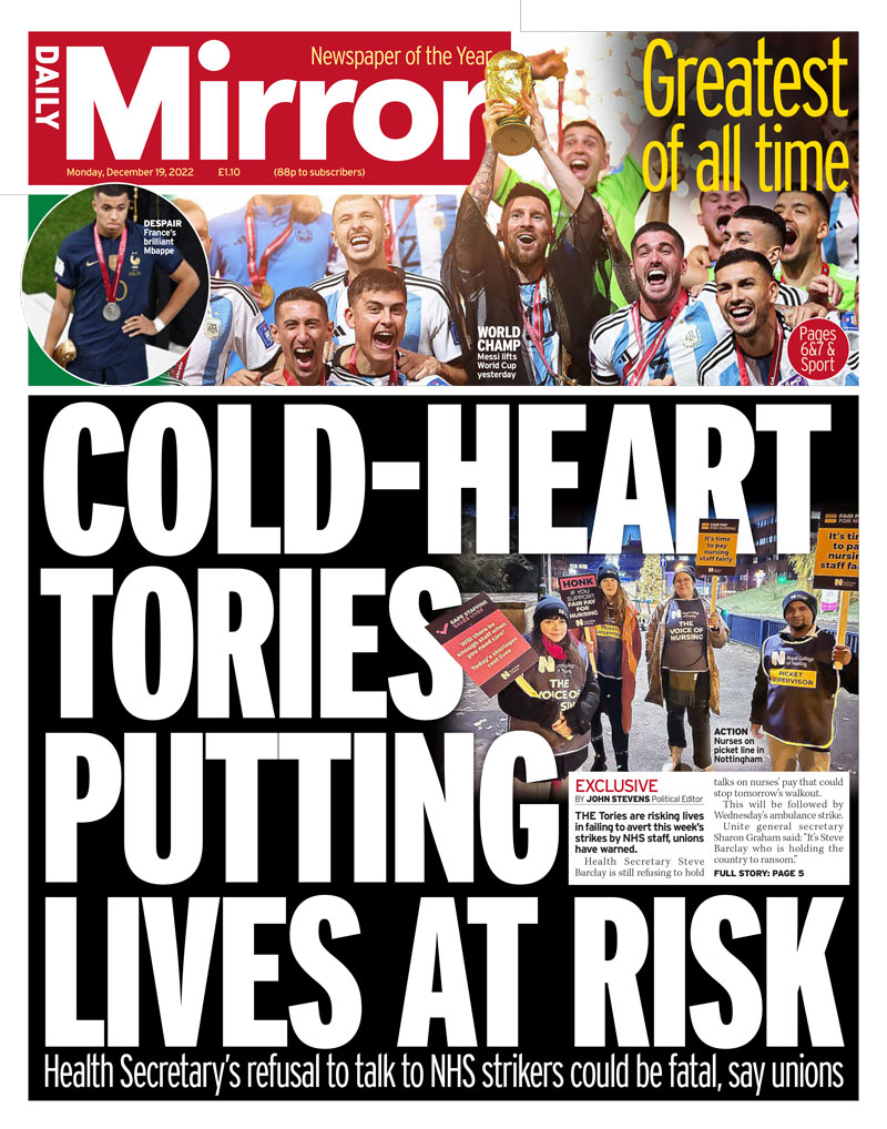 Daily Mirror - Cold heart Tories putting lives at risk