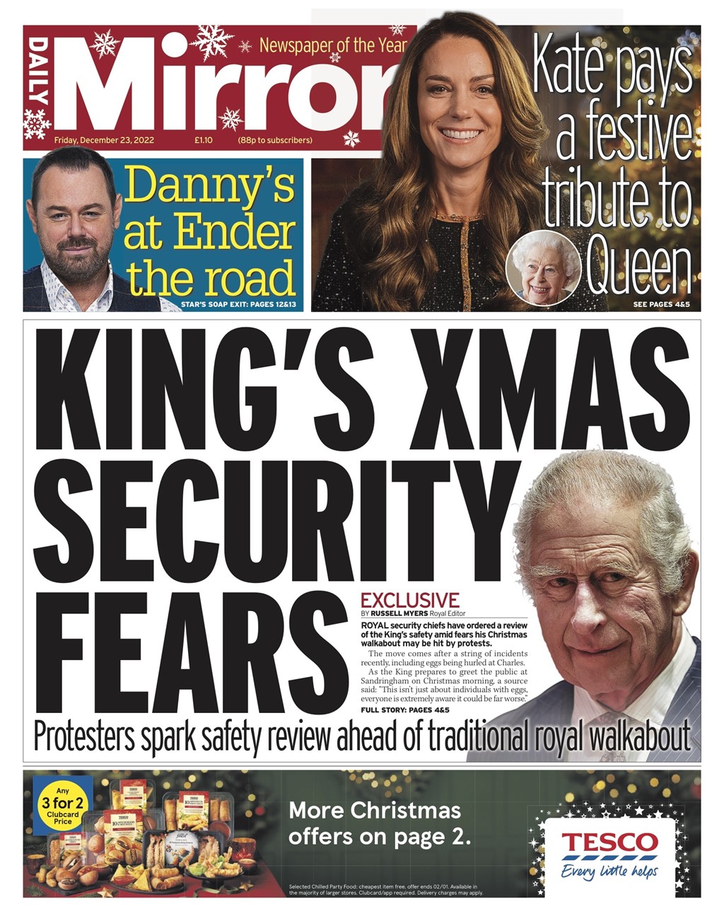 Daily Mirror - King’s Christmas security fears