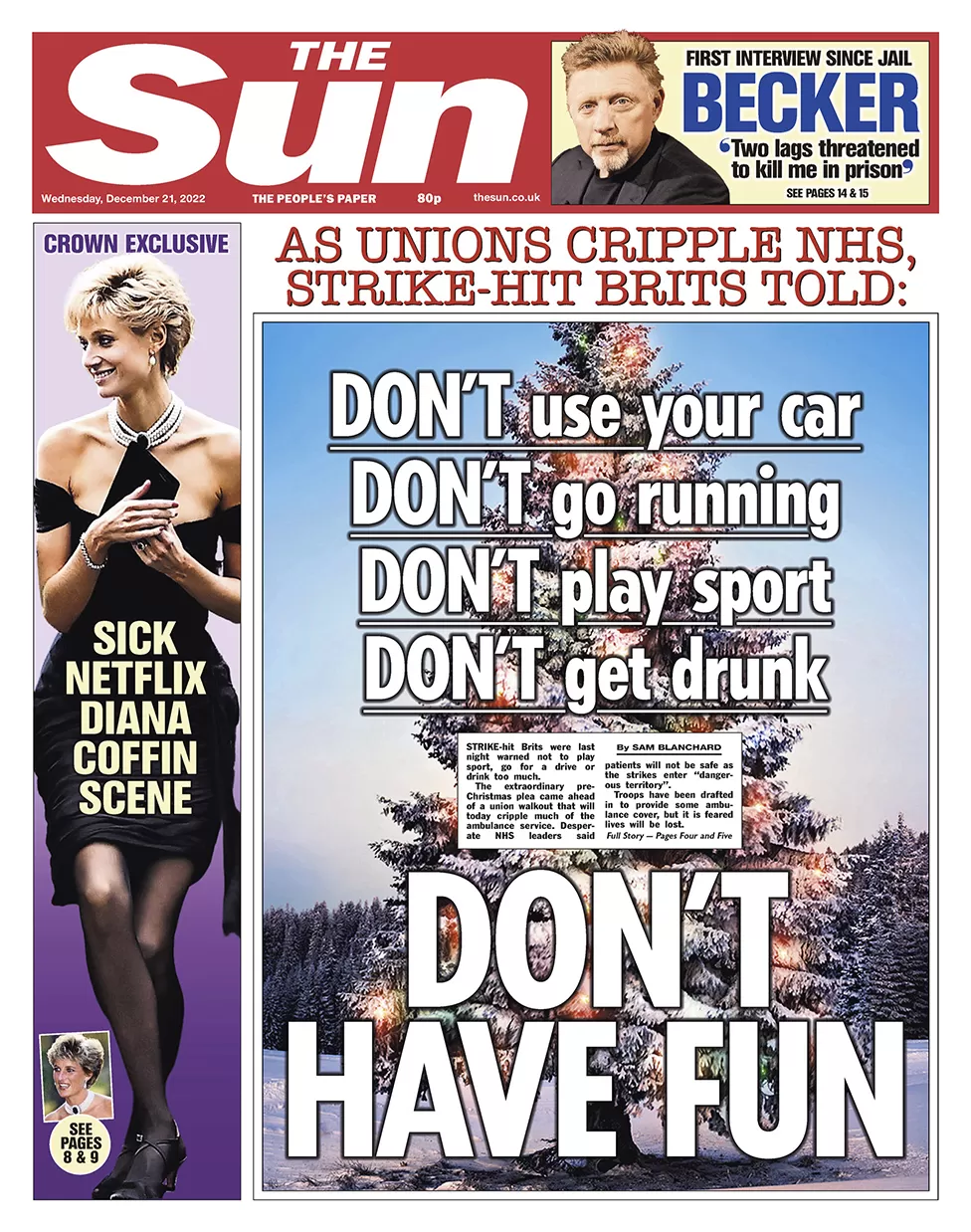 The Sun - As unions cripple NH,strike-hit Britons told: Don’t have fun