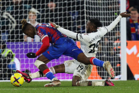 ‘Oh my God, it’s Aaron!’ – Wilfried Zaha reacts to Wan-Bissaka’s stunning last-ditch tackle in Man Utd draw