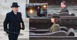 Sir Kenneth Branagh transforms into Hercule Poirot alongside Tina Fey as they film A Haunting in Venice