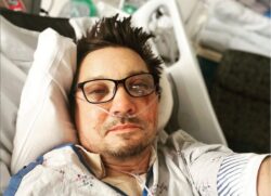 Jeremy Renner reveals he broke more than 30 bones in snow plough accident as he thanks fans for support