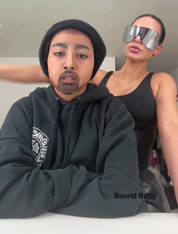 Kim Kardashian’s daughter North, nine, transforms into dad Kanye West using makeup