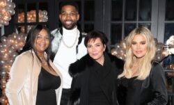 Khloe Kardashian and Drake support Tristan Thompson at his mum’s funeral with Kris Jenner giving speech