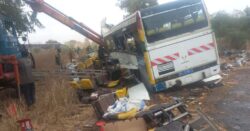 Two buses crash head-on killing 40 people after tyre blew out