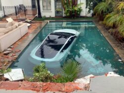 Child rescued after Tesla crashes into pool during California winter storm