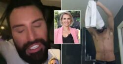 Steps’ Claire Richards shares bizarre snaps of Rylan Clark getting his head stuck in a T-shirt while undressing