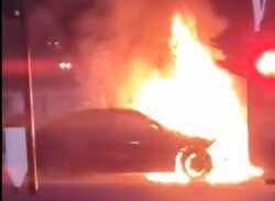 Car engulfed in flames outside Buckingham Palace gates after crash