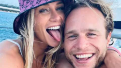 Olly Murs got his fiancée Amelia Tank a swimsuit with his face on it and it’s really quite unsettling