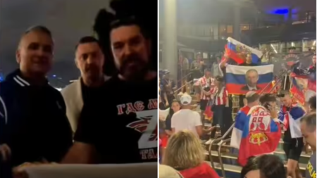 Novak Djokovic’s dad poses with Russian flag alongside pro-Putin supporters at Australian Open