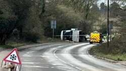 Double decker overturns in freezing conditions sparking major incident