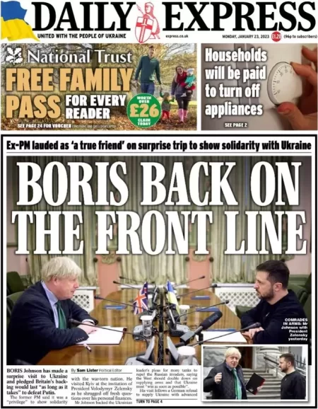 Daily Express - Boris back on the front line