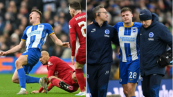 Brighton manager Roberto De Zerbi refuses to blame Fabinho after Evan Ferguson leaves stadium on crutches following horror challenge