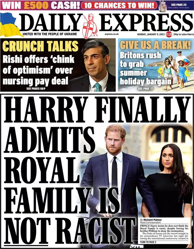 Daily Express - Harry finally admits royal family is not racist