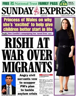 Sunday Express - Rishi at war over migrants