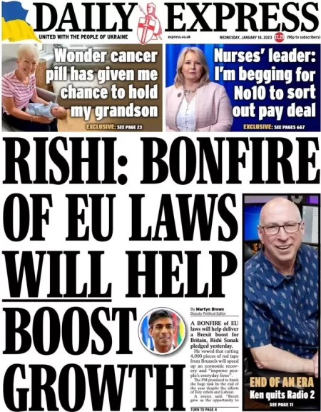 Daily Express - Rishi: Bonfire of EU laws will help boost growth