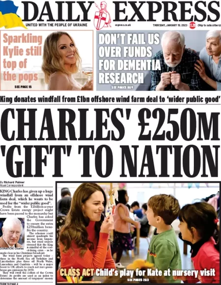 Daily Express - Charles £250m gift to nation