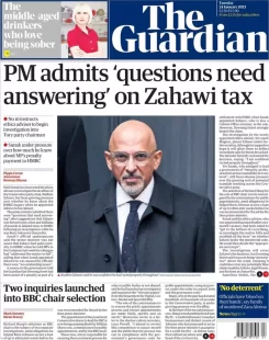 The Guardian – PM admits questions need answering on Zahawi tax