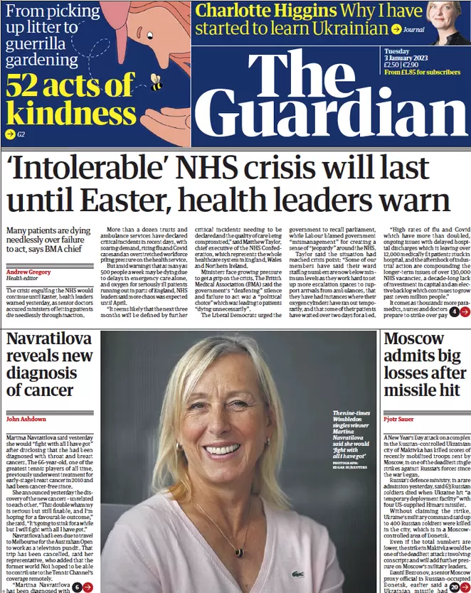 The Guardian - NHS crisis will last until Easter