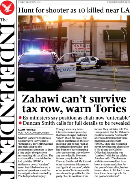 The Independent - Zahawi can’t survive tax row, warns Tories